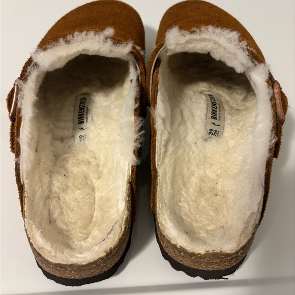 Birkenstock Brown Suede Shearling Clogs - Picture 4 of 6